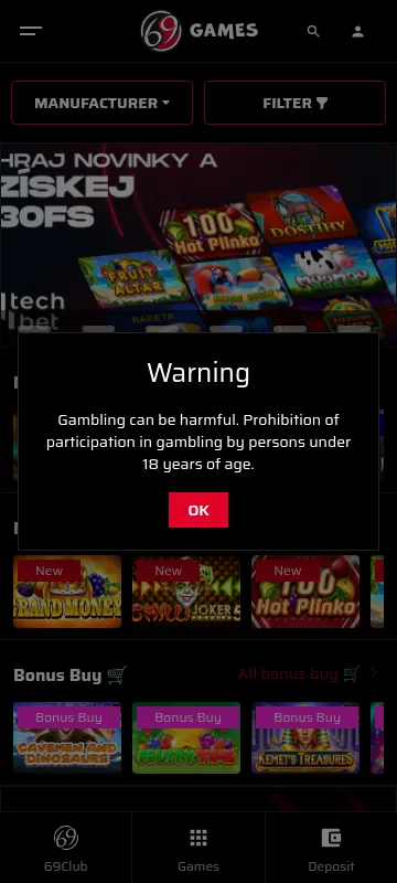 Enjoy 69 Casino view on a mobile device